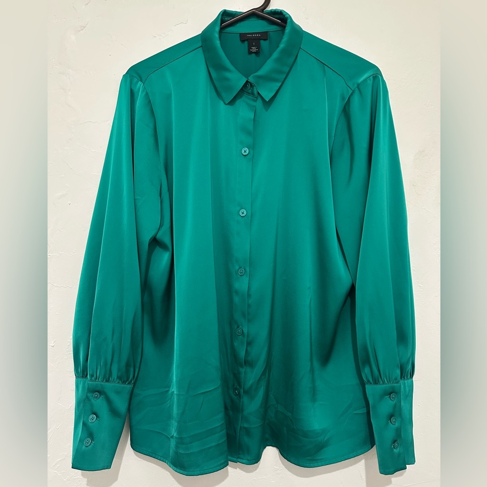 Halogen Green Button Up - Size Large - image 6